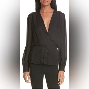 L’AGENCE / Cara Silk Wrap Top / Black / Size M